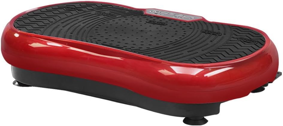 1000W Vibrating Plate Exercise Platform - Dark Red | Fitness Home Gym Body Workout, with Resistance Bands and Remote Control
