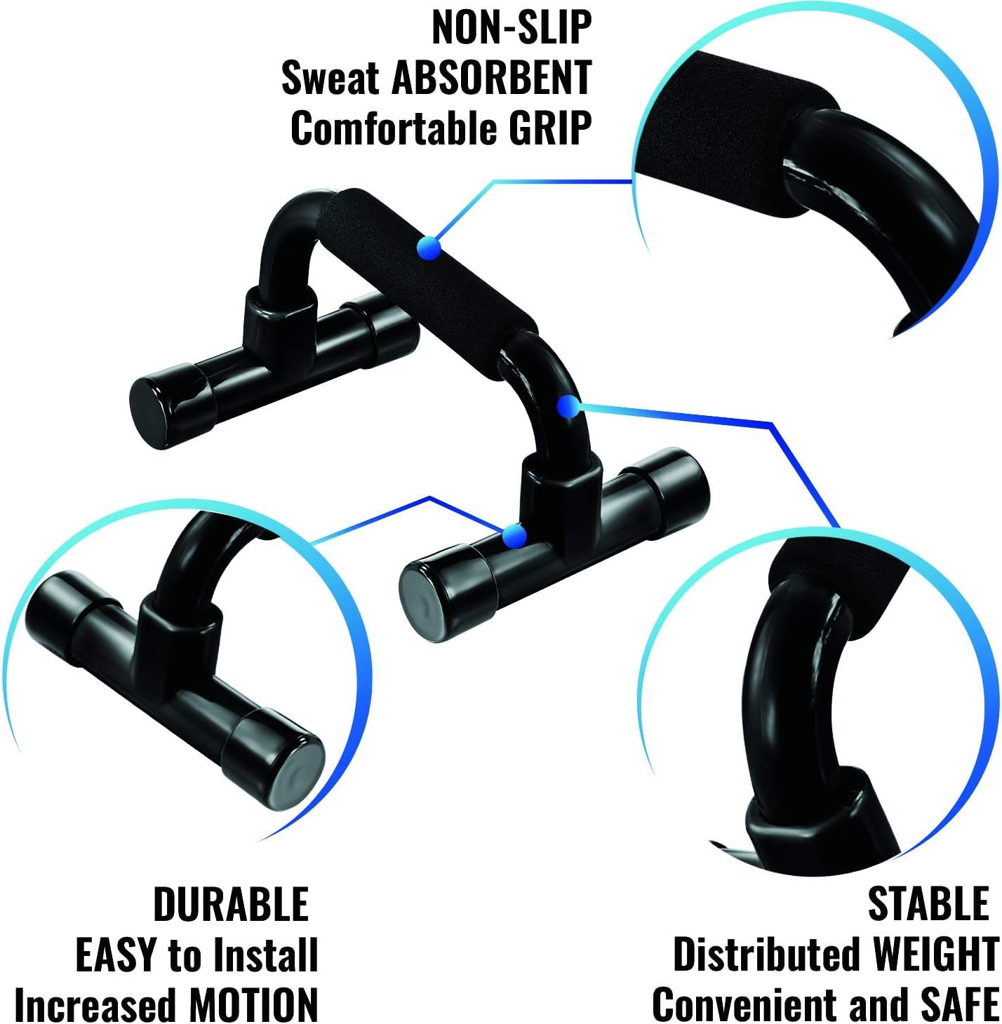 N1Fit Push Up Bars - Home Workout Equipment Pushup Handle with Cushioned Foam Grip and Non-Slip Sturdy Structure - The Push Up Handle for Floor are Great for Both Men & Women Strength Workouts