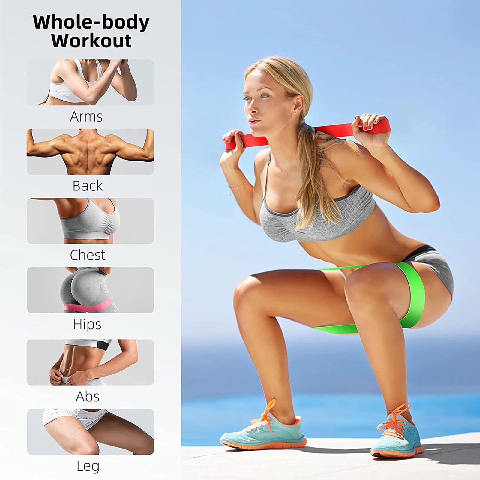 Home Yoga Pilates Fitness Latex Resistance Loop 5 PCS Exercise Bands for Legs Glutes Arms