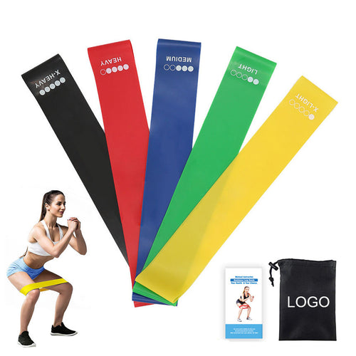 Home Yoga Pilates Fitness Latex Resistance Loop 5 PCS Exercise Bands for Legs Glutes Arms
