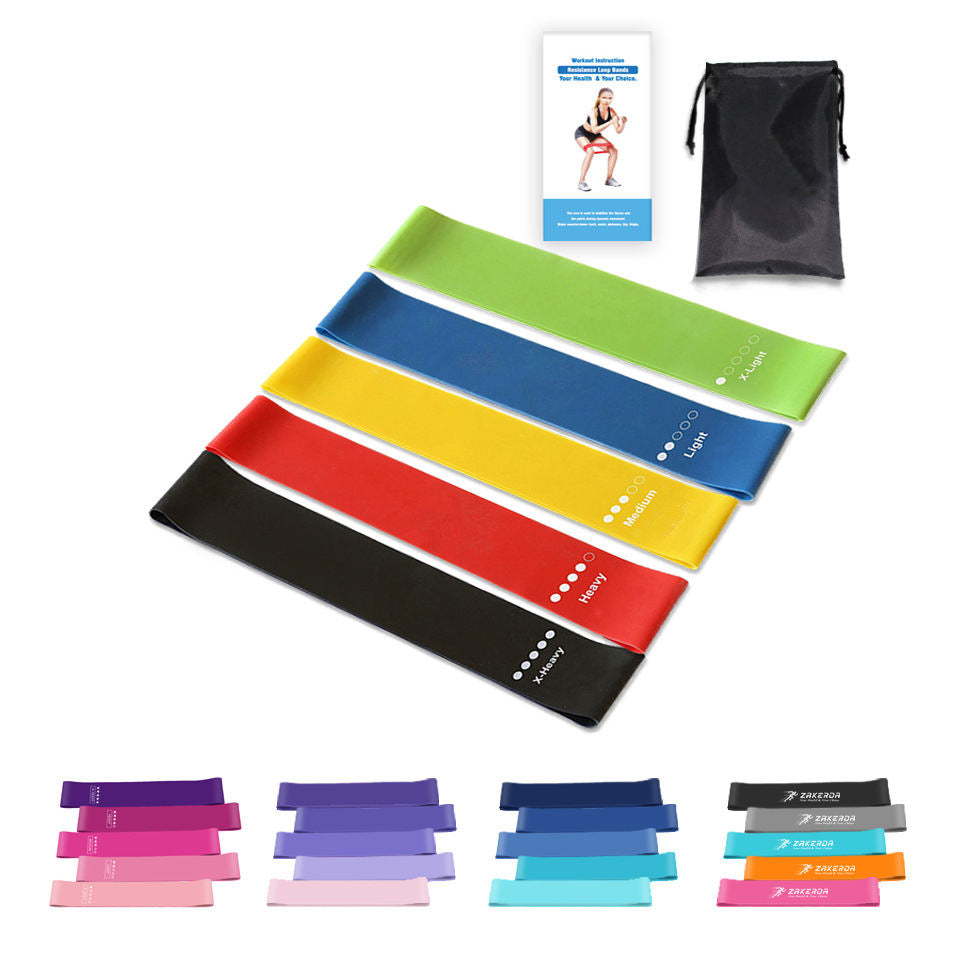 Home Yoga Pilates Fitness Latex Resistance Loop 5 PCS Exercise Bands for Legs Glutes Arms